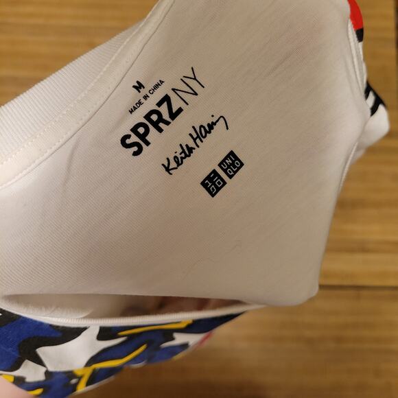 SPRZNY Keith Haring Graphic T-Shirt Men's Medium White Short Sleeve USA Flag - Picture 6 of 6